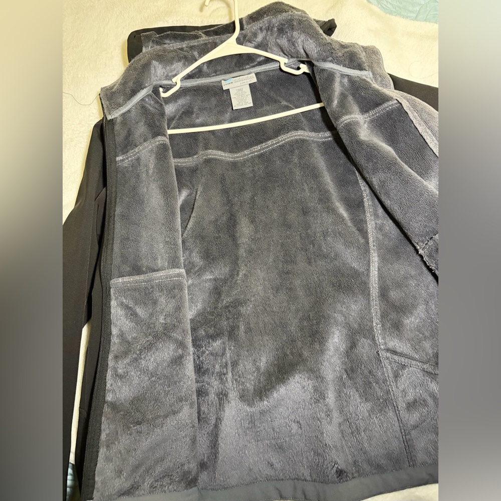 Free Country Hodeed Full Zipper Black Softshell Jacket with Gray Accents Sz‎ L - Picture 8 of 12